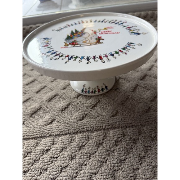 Merry Grinchmas Cake Stand with Detailed Christmas Characters